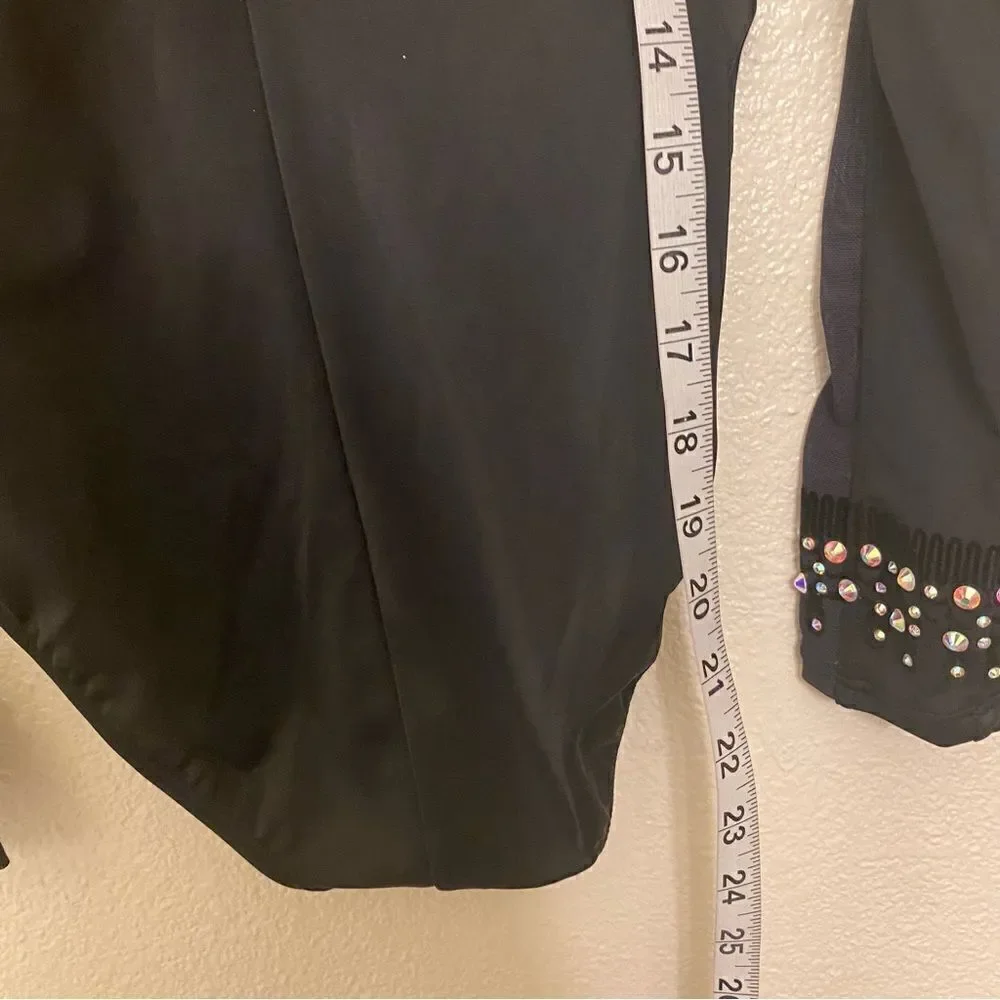 Weissman solo custom dance costume black Flocked Mock Neck Leotard MT11221 LC